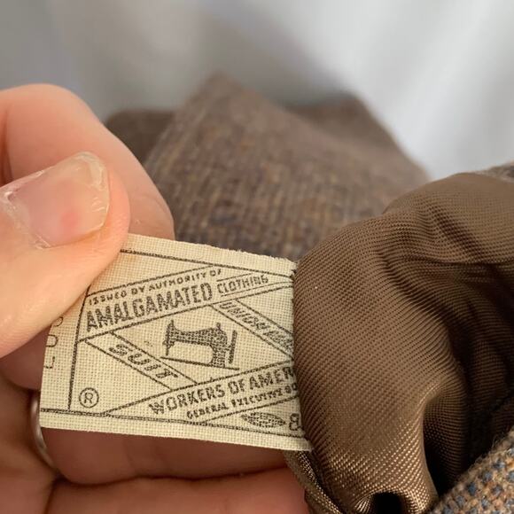 Vintage Fioravanti Brown Tweed Wool Blazer Elbow Patches Union Made USA - Picture 8 of 8